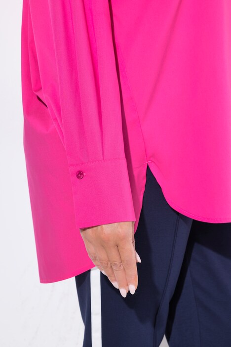 Shirtblouse, knopen van parelmoer, oversized, overhemdkraag, lange mouwen