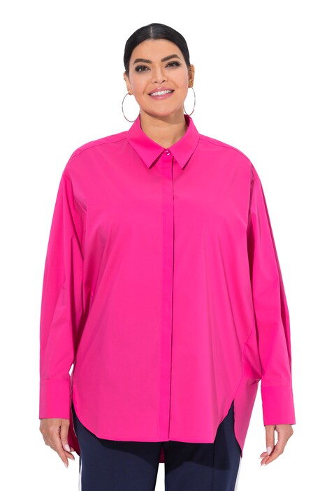 Košilová halenka, perleťové knoflíky, oversize, límeček, dlouhé rukávy