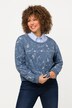 sweatshirt, oversized, kort, ronde hals, lange mouwen