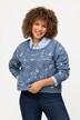 sweatshirt, oversized, kort, ronde hals, lange mouwen