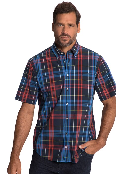 Kostkovaná košile, krátké rukávy, límeček s knoflíky, Modern střih, do 8XL