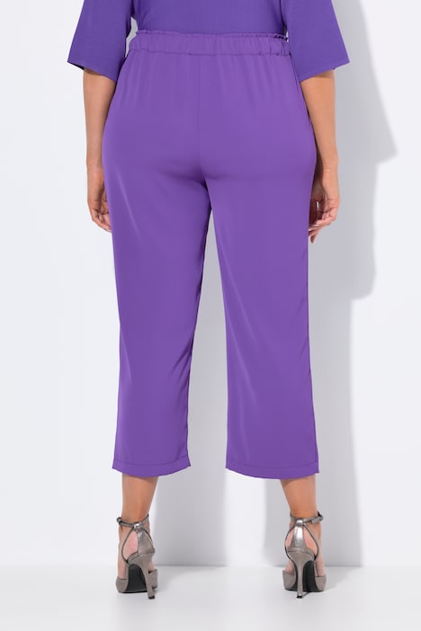 Pantalon 7/8 à taille élastique, cordon de serrage et pinces