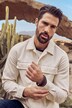 Chemise/surchemise à manches longues et col Kent - coupe Modern Fit