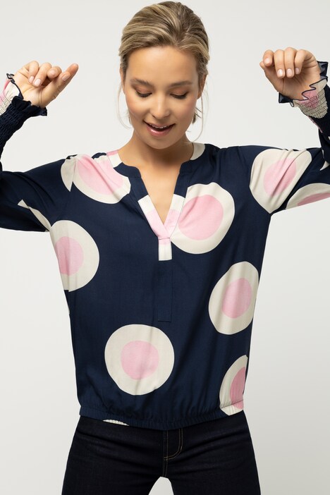 Bluse, Identity, Kreise, Stehkragen, Langarm