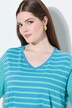 Shirt, A-linje, V-udskæring, korte ærmer, stribemix