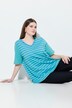 Shirt, A-linje, V-udskæring, korte ærmer, stribemix