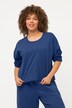 Sweat-shirt court et oversized. Col rond, manches 3/4.