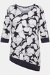 shirt, floraal dessin, puntzoom, V-hals, 3/4-mouwen