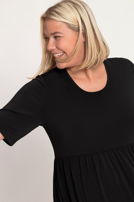 Matte Jersey Short Sleeve Empire Pocket A-line Dress
