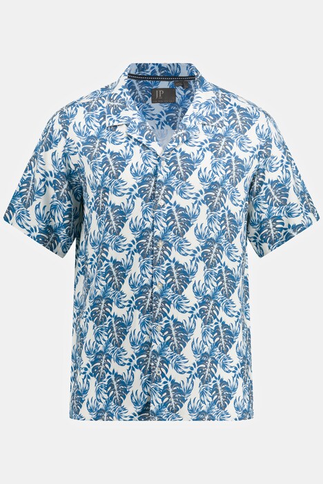Chemise à manches courtes, collection Beachwear. Imprimé tropical et col cubain.