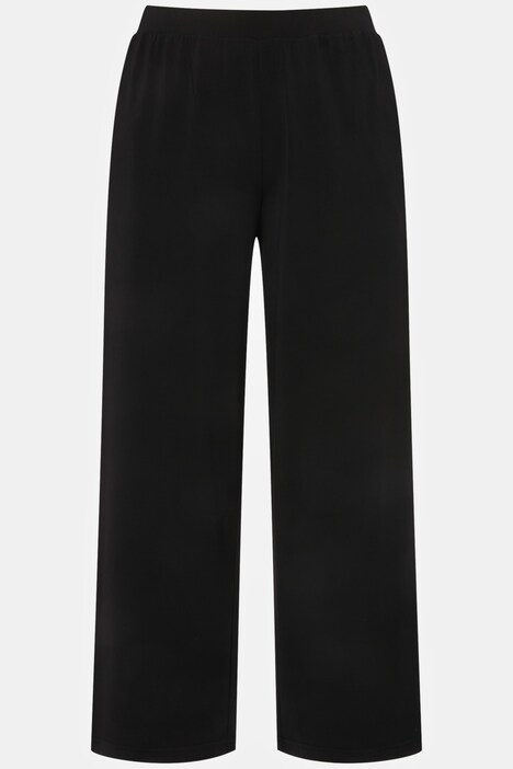 Matte Jersey Wide Leg Elastic Waist Pocket Crop Pants