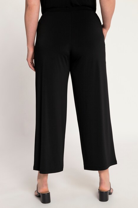 Matte Jersey Wide Leg Elastic Waist Pocket Crop Pants