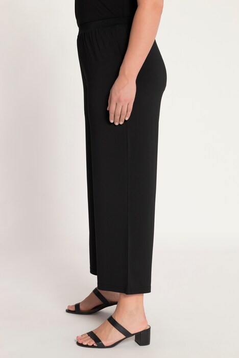 Matte Jersey Wide Leg Elastic Waist Pocket Crop Pants