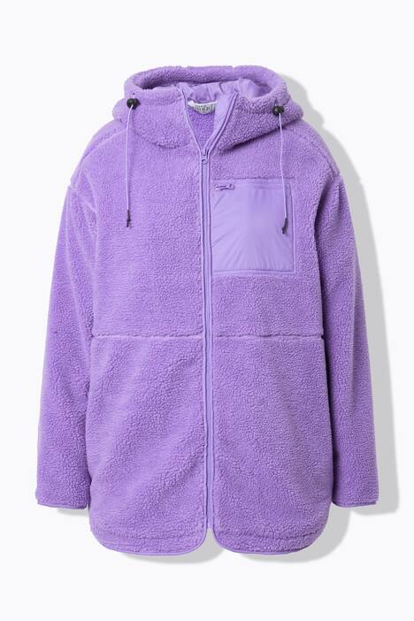 Teddy jas, oversized, capuchon, lange mouw