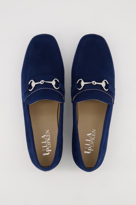 Mocasines de piel, hebilla decorativa, terciopelo, ancho H