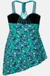 Asymmetric Pointed Hem Pomegranate Print One Piece Swimsuit