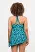 Asymmetric Pointed Hem Pomegranate Print One Piece Swimsuit