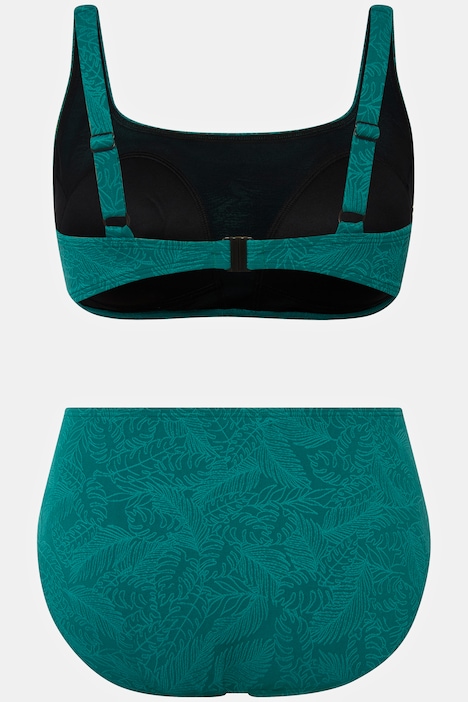 Bikini avec bonnets souples Imprimé feuilles 3D Bretelles ajustables