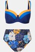Bikini à bonnets souples (D). Armatures et bretelles doubles. Imprimé à fleurs.