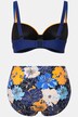 Bikini à bonnets souples (D). Armatures et bretelles doubles. Imprimé à fleurs.