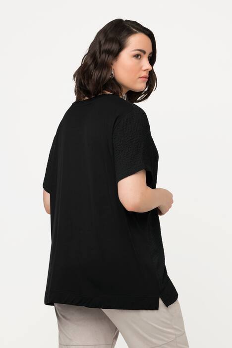 T-shirt, structuur, ronde hals, korte mouwen