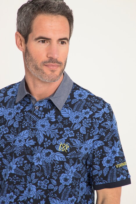 Polo à manches courtes. Coton piqué. Imprimé floral.