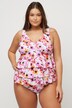 tankini, bloemen, ruches, langer bovendeel