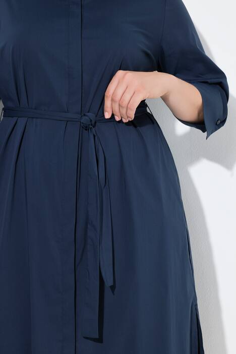 Robe chemisier à coupe évasée, manches 3/4 et ceinture