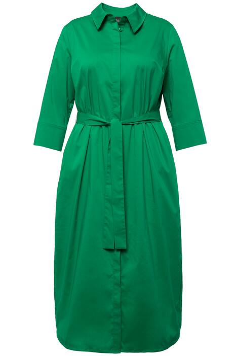 Košilové šaty, A střih, pásek, límeček, 3/4 rukávy