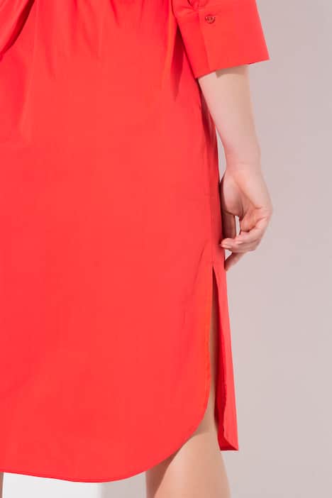 Robe chemisier à coupe évasée, manches 3/4 et ceinture