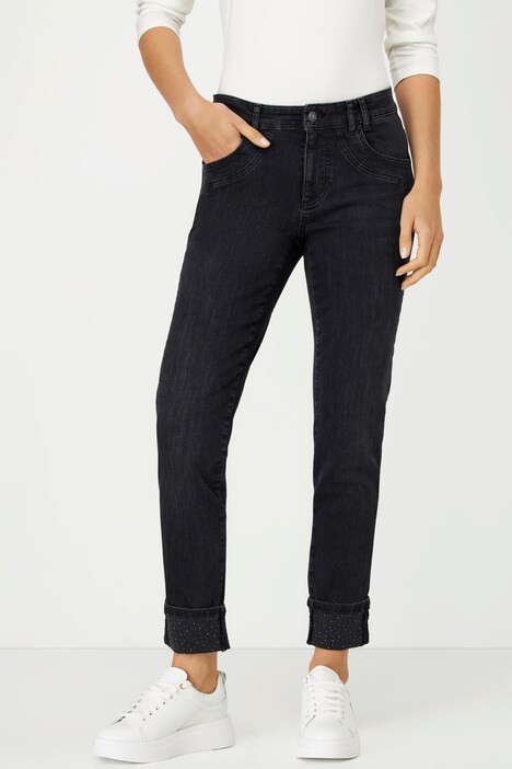 Jeans Julia, 5-Pocket-Form, Ziersteine, Saum-Umschlag