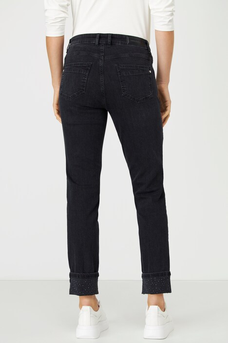 Jeans Julia, 5-Pocket-Form, Ziersteine, Saum-Umschlag