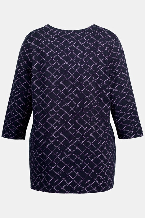 T-shirt, ternet, A-form, tunikaudskæring, 3/4-lange ærmer