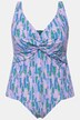 Tankini, haut plus long. Bonnets souples. Imprimé lupins et drapé.