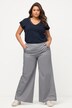 Eco Cotton Wide Leg Button Detail Pinstripe Palazzo Pants