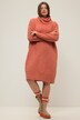 Strikket minikjole, oversized, rullekrage, lange ermer
