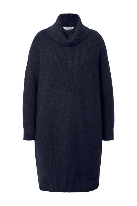 Úpletové mini šaty, oversize, rolákový límec, dlouhé rukávy