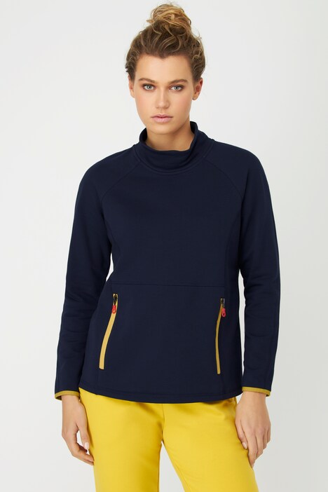 Sweatshirt, Reißverschlusstaschen, Stehkragen, Langarm