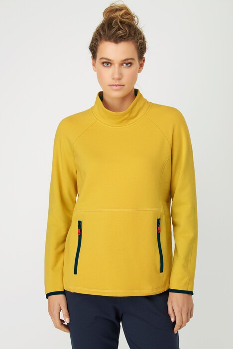 Sweatshirt, Reißverschlusstaschen, Stehkragen, Langarm