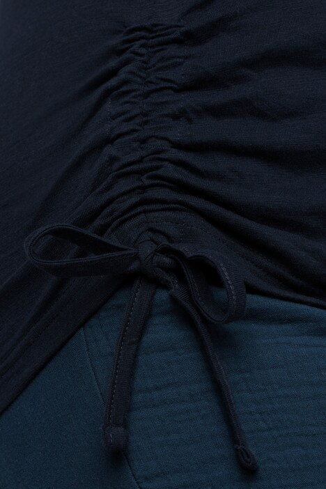T-shirt long avec ruban à fronces, col en V et manches courtes, coton bio