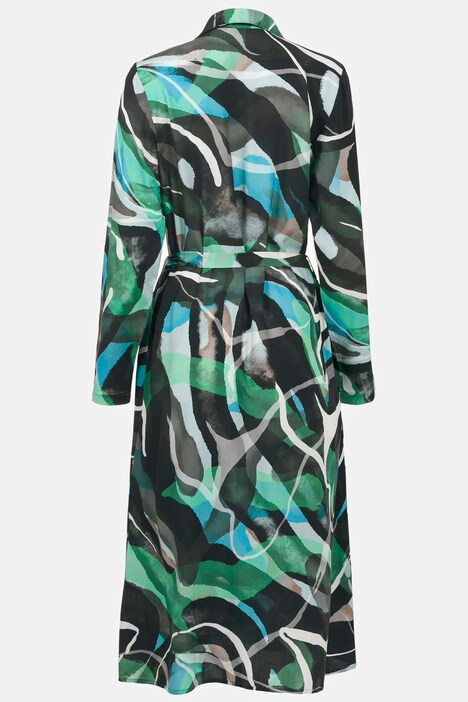 Kleid, Identity, Zebramuster, Hemdkragen, Langarm
