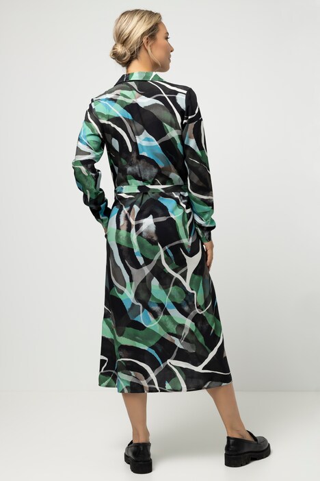 Kleid, Identity, Zebramuster, Hemdkragen, Langarm