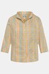 Bluse, rutete, slank, begerkrage, V-hals, trekvartermer