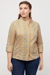 Bluse, rutete, slank, begerkrage, V-hals, trekvartermer