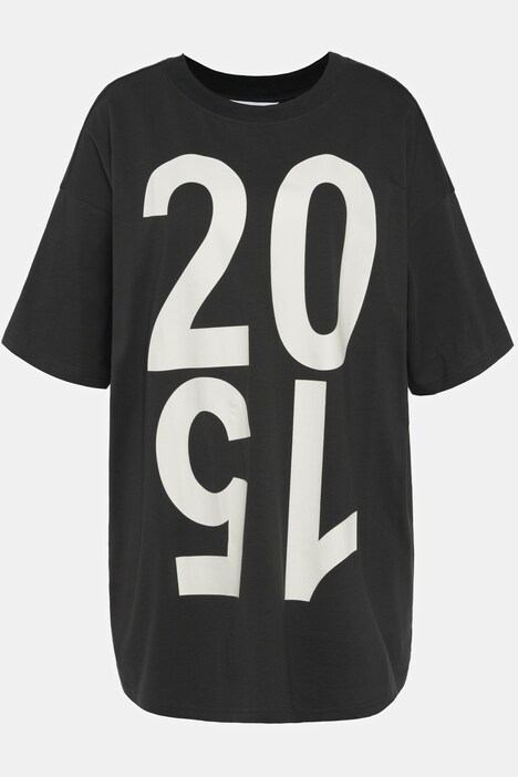 T-Shirt, oversized, Zahlen Print, Rundhals, Halbarm