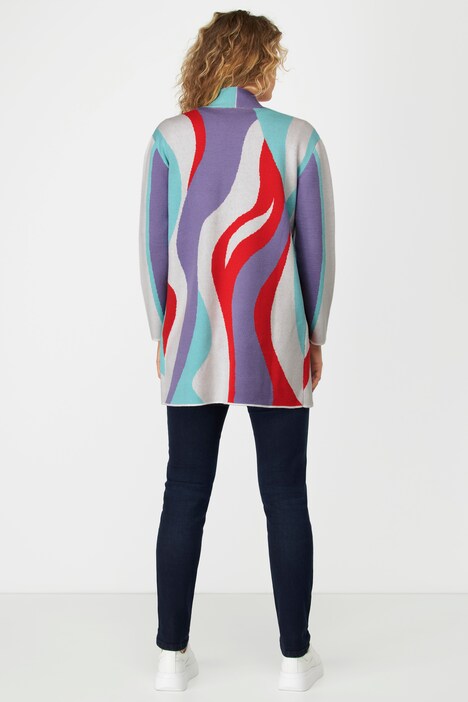 Strickjacke, Identity, Jacquard-Wellenmuster, offene Form