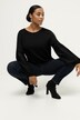 Shirt, plissierter Langarm, Rundhals