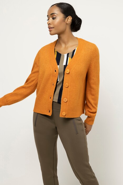 Strickjacke, mit Alpaka, V-Ausschnitt, Langarm