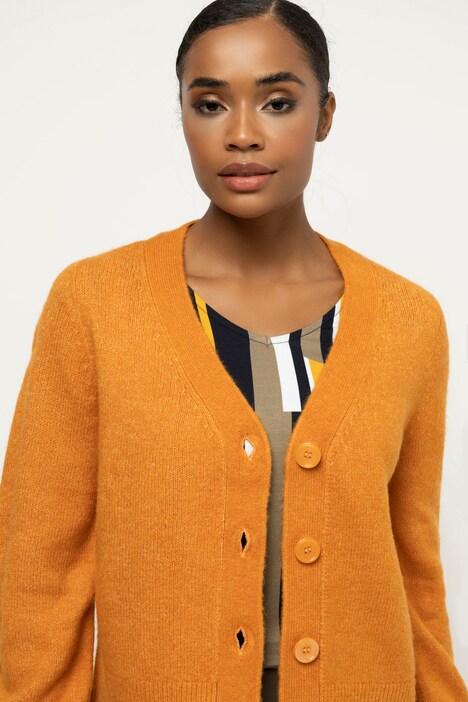 Strickjacke, mit Alpaka, V-Ausschnitt, Langarm