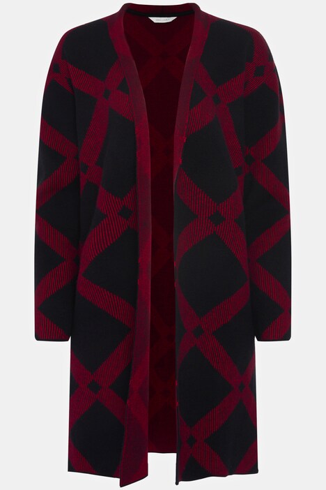 Strickjacke, Identity, Rhomben, offene Form, Kelchkragen